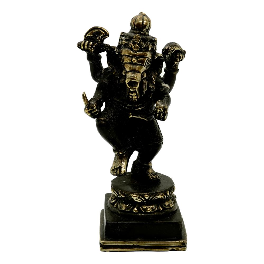 Statueta feng shui ganesh pe postament in bronz - 145cm