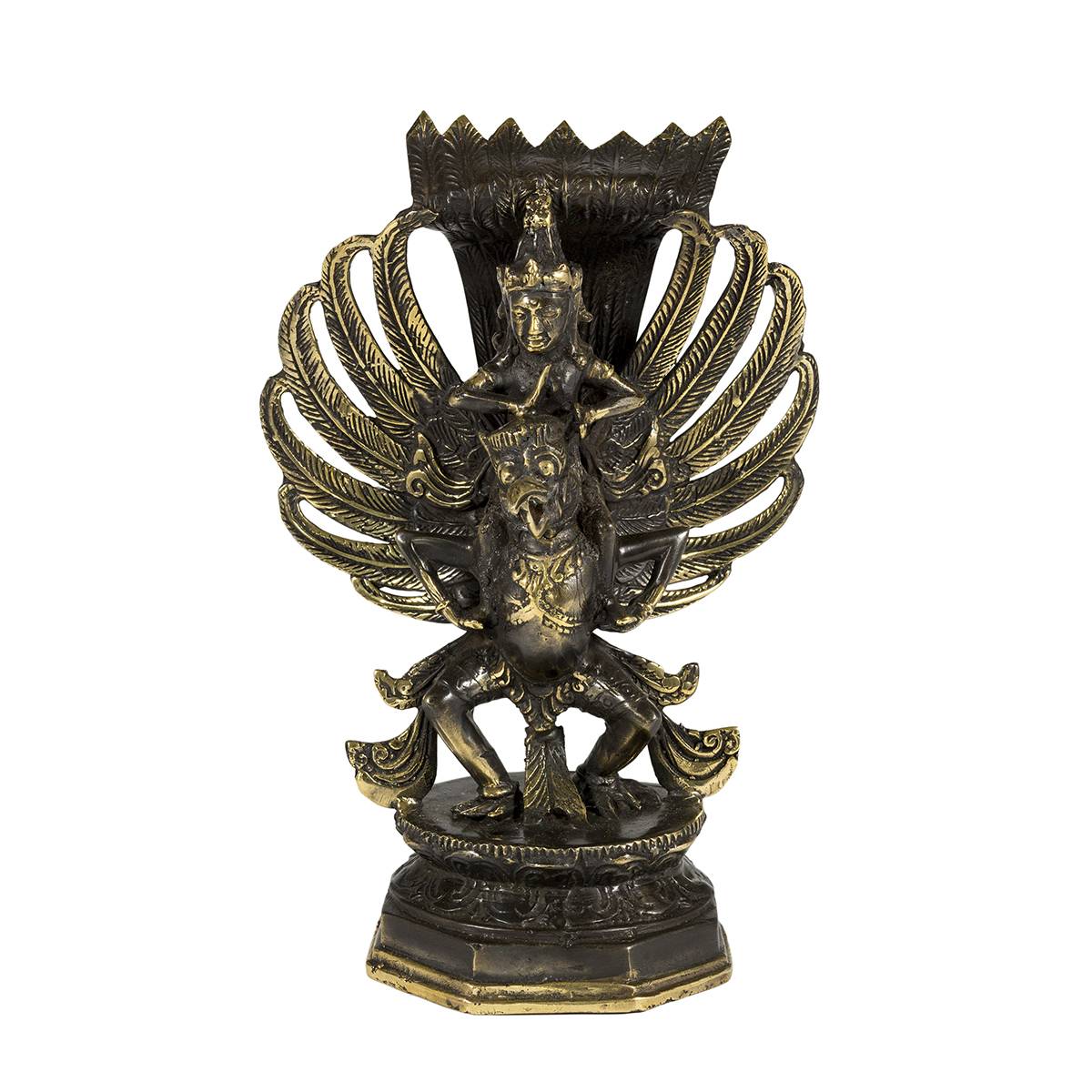 Stonemania Bijou Statueta feng shui vishnu pe pasarea garuda din bronz - 20cm