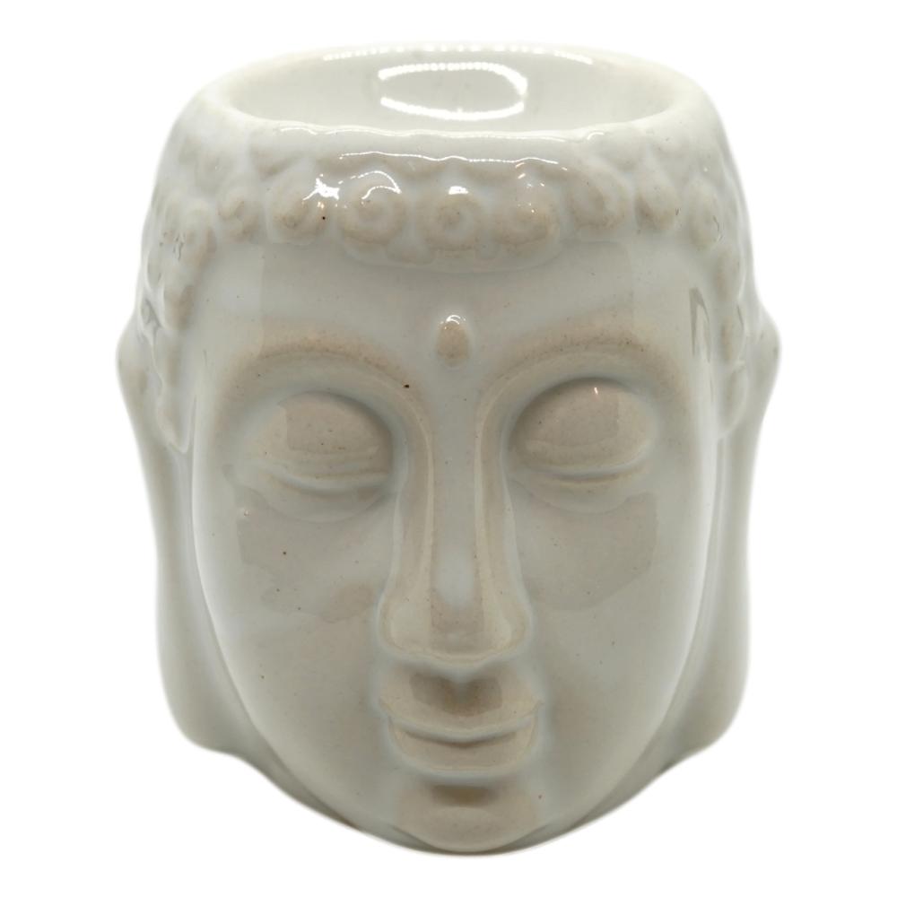 Vas aromaterapie din ceramica cu model buddha mic - alb