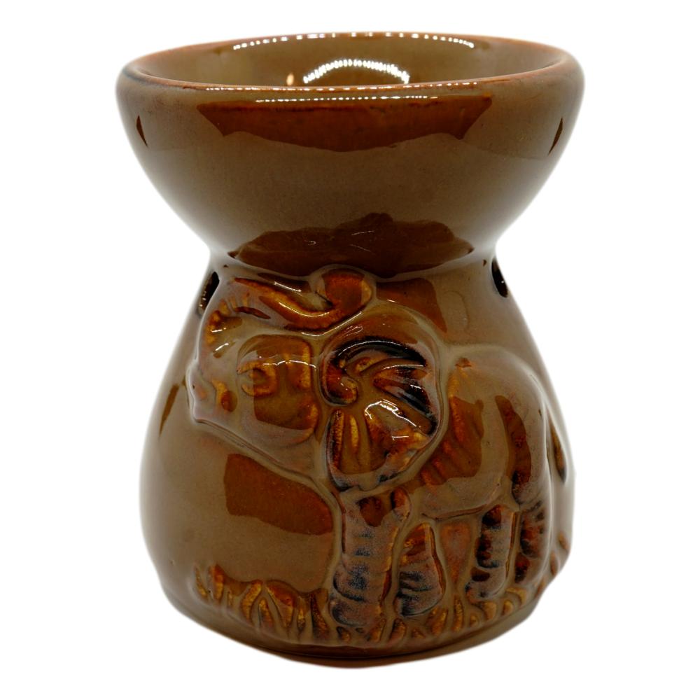 Vas aromaterapie din ceramica cu model elefant - maro