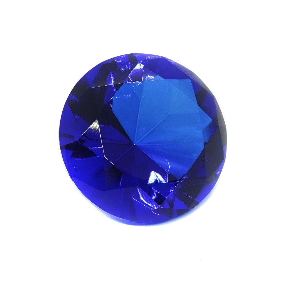 Cristal decorativ din sticla k9 diamant mare - 6cm albastru intens