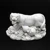 Statueta Feng Shui Tigru alb cu Wu Lou, pentru sanatate - 7cm