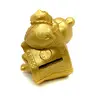 Statueta Feng Shui Tigru auriu cu Sac de bani, pusculita - 11cm, imagine 3