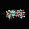 Bratara turcoaz + coral chipsuri pe elastic