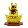 Pisica norocoasa Maneki Neko solara aurie, pe pepita cu monede - 11cm, imagine 2