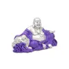 Statueta cu Buddha fericit in violet regal, Ngan Chee 2023, imagine 3