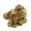 Statueta Feng Shui Elefant cu Broasca raioasa si monede, 9cm, imagine 2