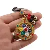 Amuleta Feng Shui Om Mani Padme Hum si Dublu Dorje cu agate - aurie, 10cm, imagine 3
