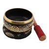 Bol tibetan cantator India cu pentagrama si Piciorul lui Buddha, cu perna colorata, 8,5cm, imagine 2