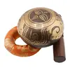 Bol tibetan cantator India Om Mani Padme Hum si nodul mistic, cu perna colorata, 8cm, imagine 3