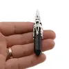 Pandantiv obsidian si montura din metal, 8cm, imagine 3