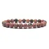 Bratara din Rodonit 4-4,5mm, pe elastic, 19cm, sfere mate