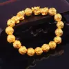 Bratara Feng Shui cu Pi Yao si mantre tibetane, sfere 10mm, aurie, imagine 2