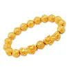 Bratara Feng Shui cu Pi Yao si mantre tibetane, sfere 10mm, aurie
