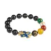 Bratara Feng Shui pe elastic cu Pi Yao, mantre tibetane si cristale, 19cm