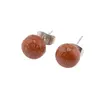 Cercei cu surub goldstone maro semisfere 8mm