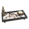 Decoratiune Gradina Zen in miniatura, Suport dreptunghiular cu statueta in mediatie, lumanare, betisoare parfumate si accesorii, imagine 2