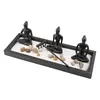 Decoratiune Gradina Zen in miniatura, Suport trei statuete in mediatie si accesorii, imagine 2