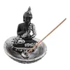 Decoratiune Suport betisoare parfumate cu Buddha, argintiu, imagine 2