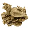 Statueta Feng Shui din rasina cu Broasca Dragon si broasca testoasa pe monede si pepite, 11cm