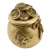 Statueta Feng Shui din rasina cu Vasul Prosperitatii cu monede si funda, 6,4cm, imagine 2
