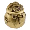 Statueta Feng Shui din rasina cu Vasul Prosperitatii cu monede si funda, 6,4cm