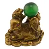 Statueta Feng Shui din rasina cu Iepure cu Broaste Raioase pe monede si pepite, 6cm, imagine 2