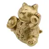 Statueta Feng Shui din rasina cu Pisica Maneki Neko si pepite pentru prosperitate, 6,5cm, imagine 2