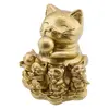 Statueta Feng Shui din rasina cu Pisica Maneki Neko si pui, 7,9cm, imagine 2