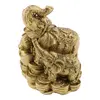 Statueta Feng Shui din rasina cu Elefant cu pui pe monede si pepite, 9,5cm, imagine 2