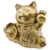 Statuete Feng Shui din rasina set 2 Pisici Maneki Neko pentru prosperitate si sanatate, 6,5cm, imagine 3