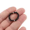Inel pe elastic cu turmalina neagra si argint 925, sfere 3mm, imagine 3