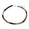 Bratara Turmalina multicolora discuri fatetate 3-4mm si argint 925, imagine 2