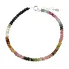 Bratara Turmalina multicolora discuri fatetate 3-4mm si argint 925