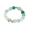 Inel pe elastic cu agat verde si argint 925, sfere 3-4mm, imagine 2