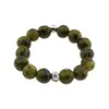 Inel pe elastic cu jasp verde si argint 925, sfere 3-4mm, imagine 2