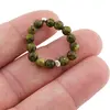 Inel pe elastic cu jasp verde si argint 925, sfere 3-4mm, imagine 3