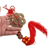 Amuleta Feng Shui cu 10 monede si nod mistic rosu, imagine 2