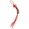 Amuleta Feng Shui cu 6 monede mici si nod mistic rosu