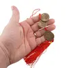Amuleta Feng Shui cu 6 monede simbol sarpe si nod mistic rosu, imagine 2