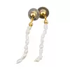 Cercei cu surub perle albe de cultura si metal auriu, 6cm