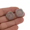 Cercei cu surub cuart roz si montura din metal, patrati 20mm, imagine 3
