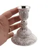 Suport pentru lumanare din metal argintiu, model vintage, 10,5cm, imagine 2