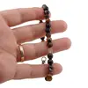 Bratara agat negru carneolizat cu benzi sfere fatetate 6mm, imagine 3