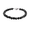Bratara obsidian fulg de nea sfere 6mm, imagine 2