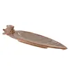 Suport din ceramica pentru ardere betisoare si conuri parfumate, frunza si peste maro, 26cm AR92A