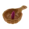 Suport din ceramica pentru ardere conuri parfumate si ierburi naturale, lingura maro, 12,5cm AR93, imagine 3