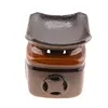 Vas aromaterapie din ceramica cu capac detasabil, maro, imagine 2