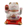 Pisica norocoasa Maneki Neko alba pe suport solar, 10cm, imagine 2