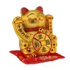 Pisica norocoasa Maneki Neko aurie cu moneda si simboluri feng shui pe perna - 16cm, imagine 2
